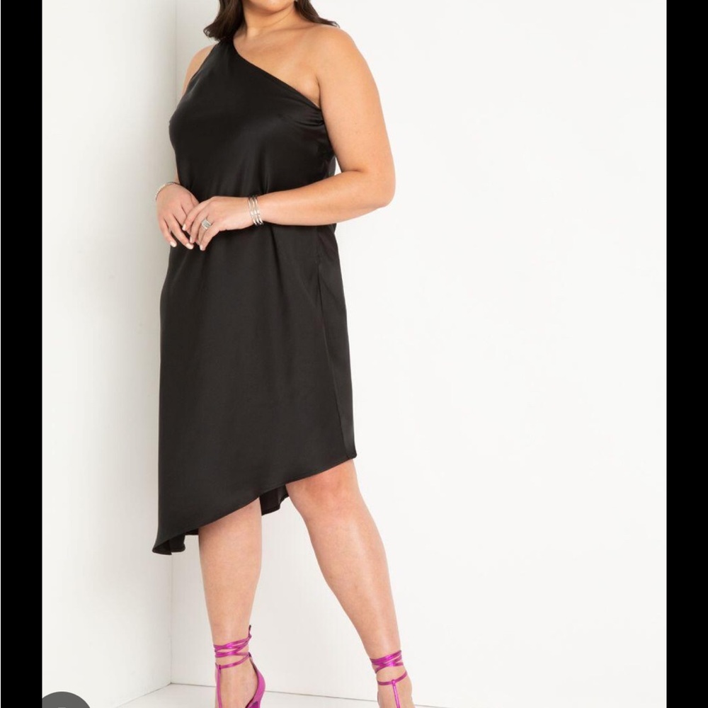 NWT Eloquii One Shoulder Bias Cut Satin One Shoulder Dress